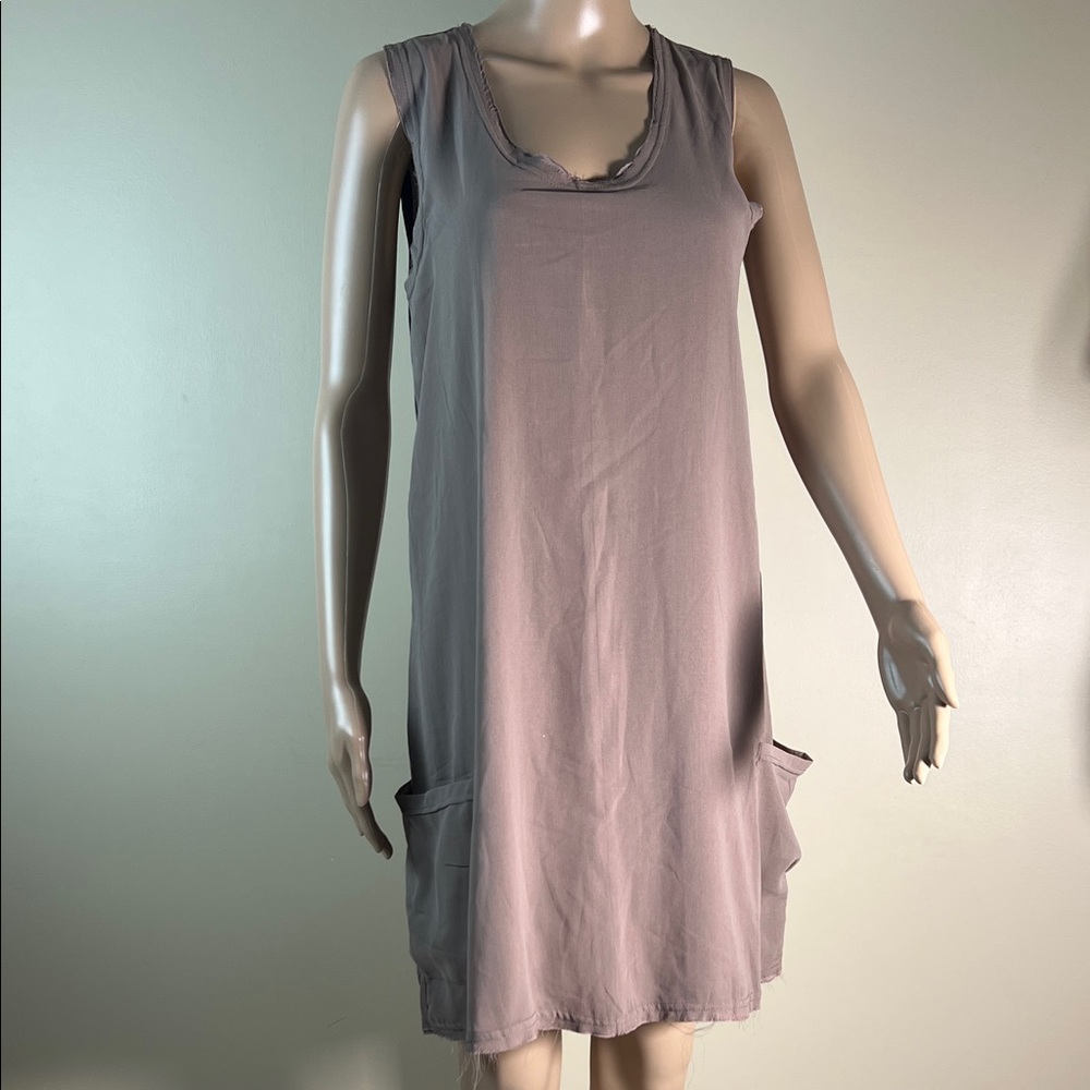 New! Miilla casual sleeveless pullover scoop neck dress with pockets 6 taupe